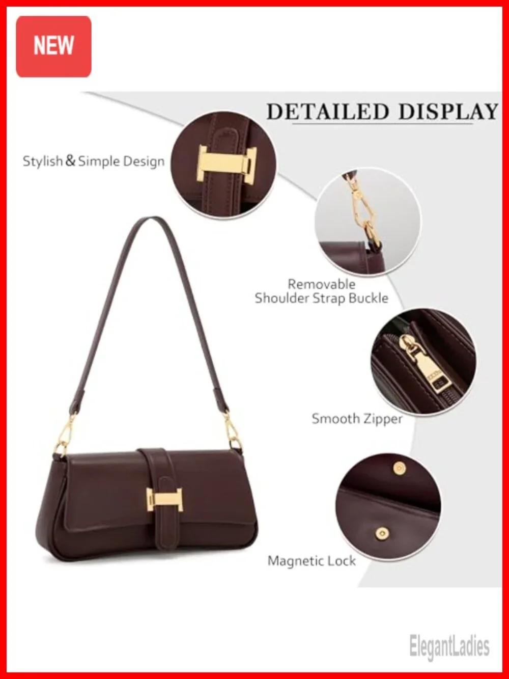 PU Leather Small Hobo Handbag Retro Clutch Purse Shoulder Bag